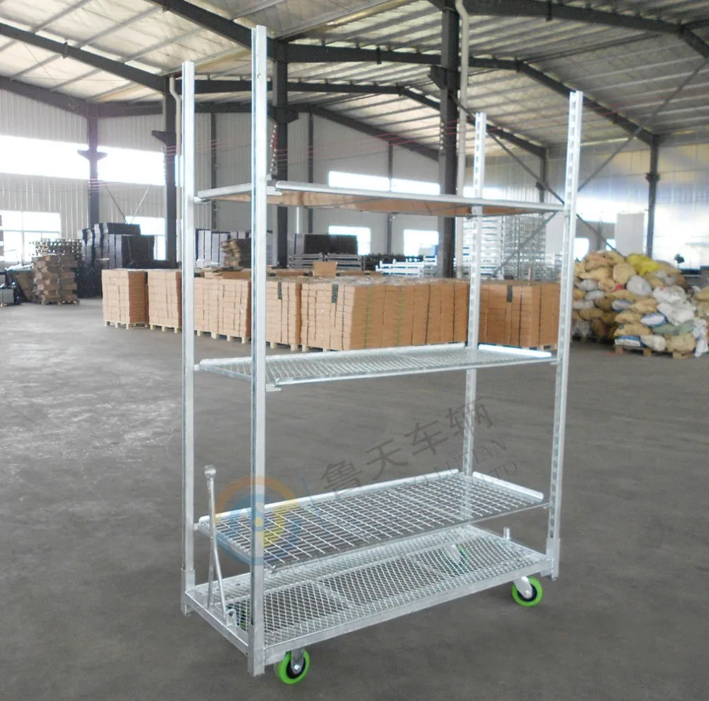 Welded Wire Greenhouse Trolley Cart Flower Shipping Rack Flower Trolley