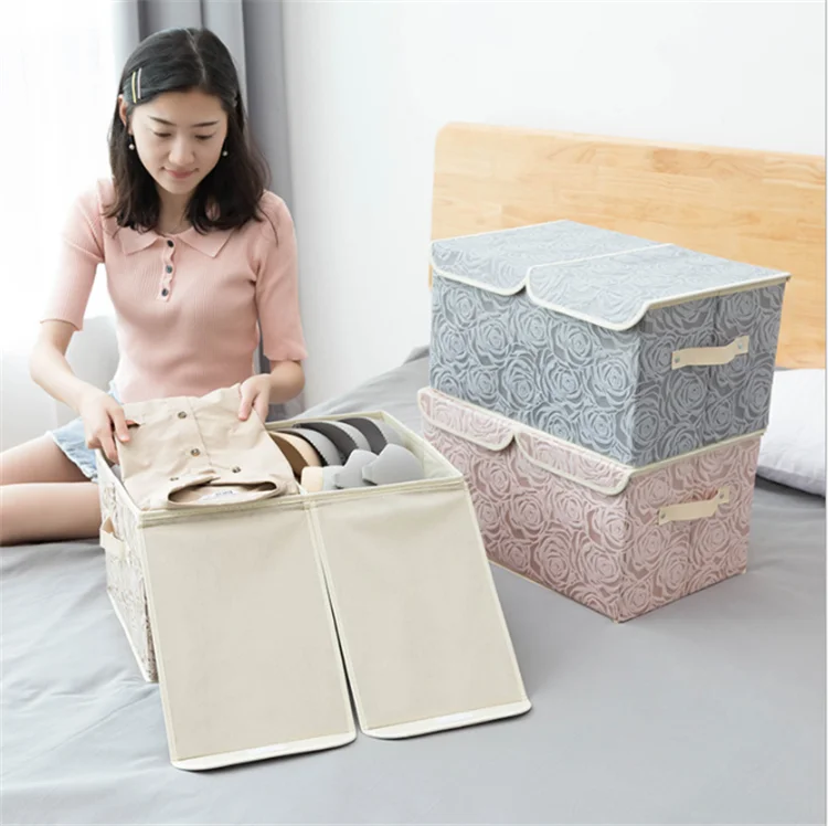 High Quality Non Woven Fabric Foldable Clothing Storage Box for Heavy-duty Organization with Folding Lid