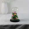 2019 green forest rose preserved Flower Fallen Petalsina Glass Domeon a Wooden Base