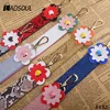 Women Leather Shoulder Strap Colorful Compose Flower Bag Accessories