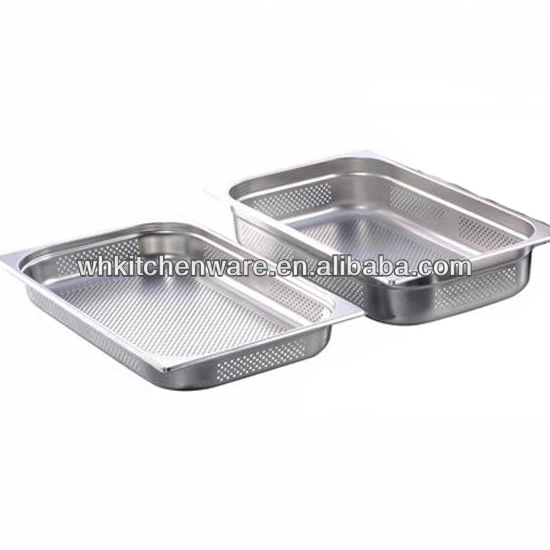 4 Packs Perforated Gastronorm Gastro Pans 1/1 100mm Deep Steam Oven Trays Hotel