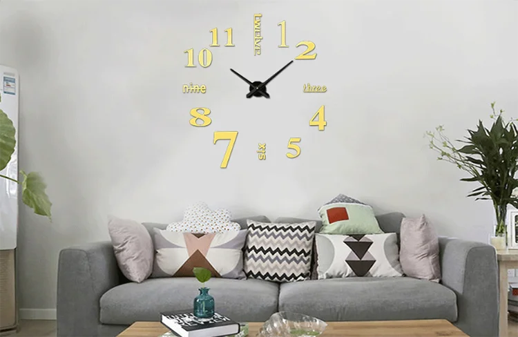 2019 Amazon Hot Sell New DIY 3D Large Acrylic Wall Sticker Clock Modern Big Mirror Wall Clocks Decor For Home Office Decoration 