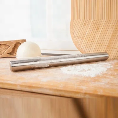
18/8 stainless steel french rolling pin 370mm length/engraved rolling pin 