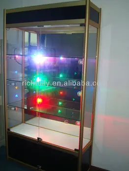 Free Standing Glass Display Cabinet With Led Light Lock Buy