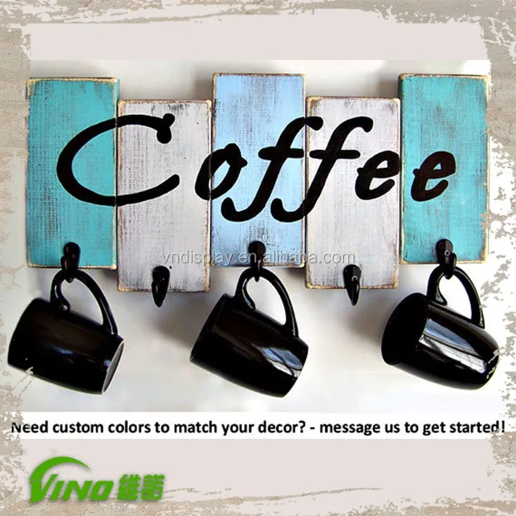 Wall Mount Wood Coffee Mug Rack Display Custom Printing Cup Holder With Hooks Antique Hanging Tea View Decorative Wall Mount Wood Coffee Mug Rack Display Custom Printing Cup Holder With Hooks Antique Hanging Tea View Decorative