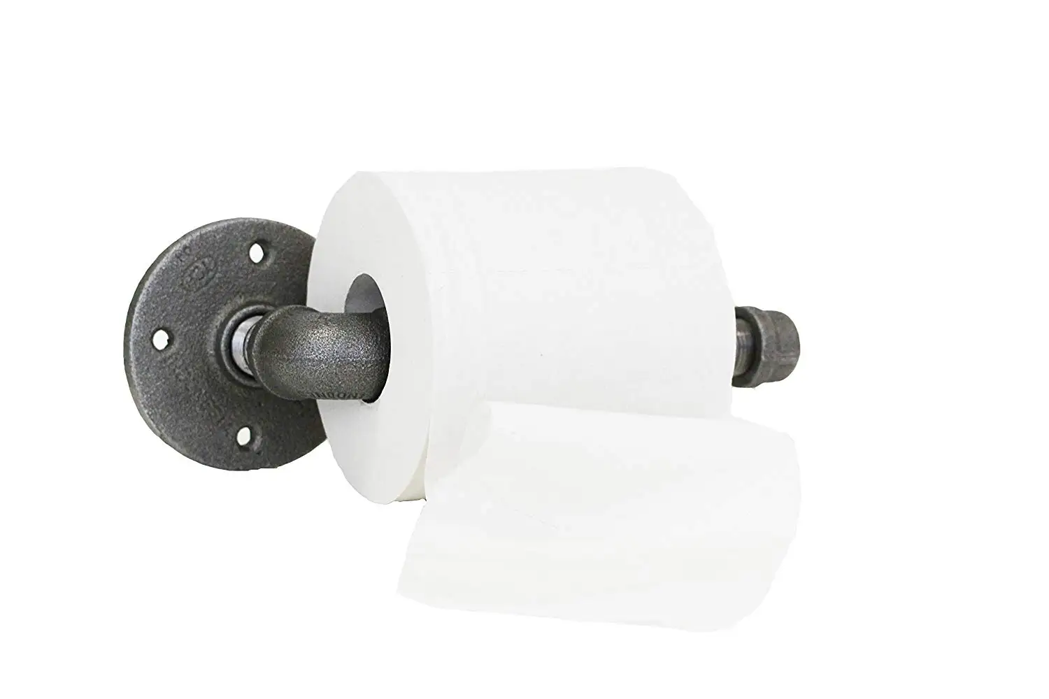 Toilet Paper Holder - Industrial Black Iron Pipes - DIY Vintage Pipe Bathroom Tissue Roll Pipe Set - Wall Mounted Rustic Home Kitchen Decor