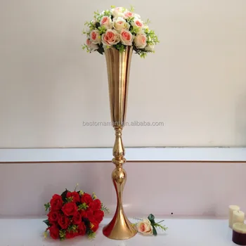 Wedding Metal Gold Color Flower Vase Column Stand For Wedding