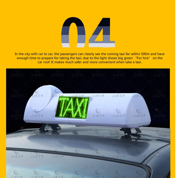 77cm PP plastic white blank taxi top sign with red green TAXI