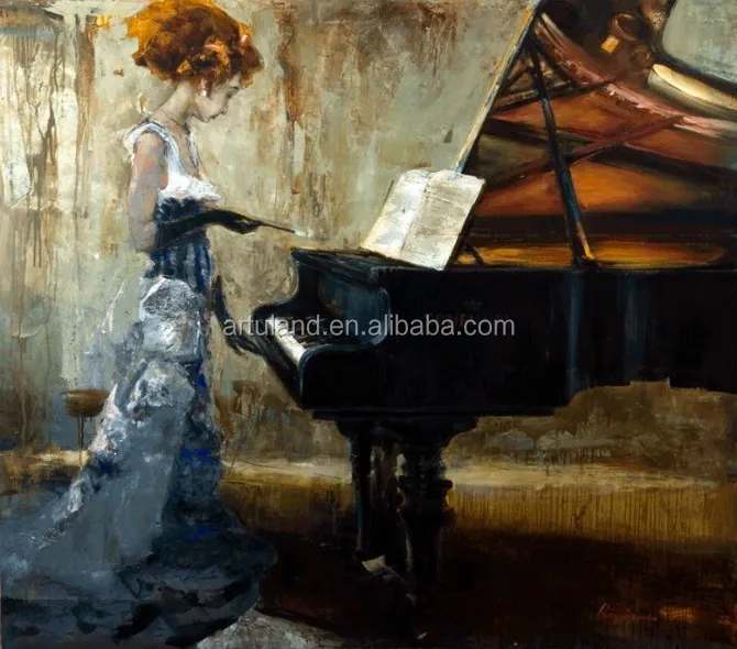 Het spelen van de piano beroemde moderne abstracte canvas ... Modern woonkamer schilderij