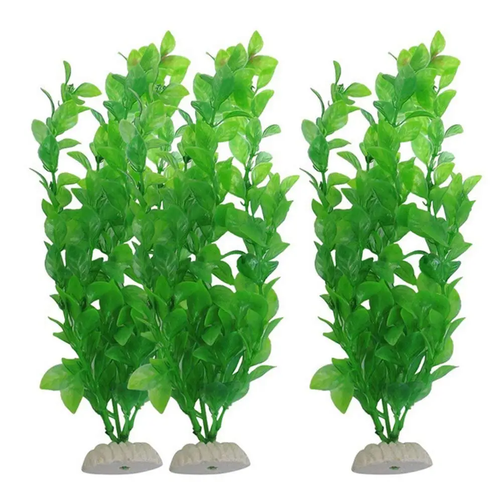 GZQ 3 Pcs Artificial Aquatic Plants Green Aquarium Landscap Grass Plants Ornament Fish Tank Decorations