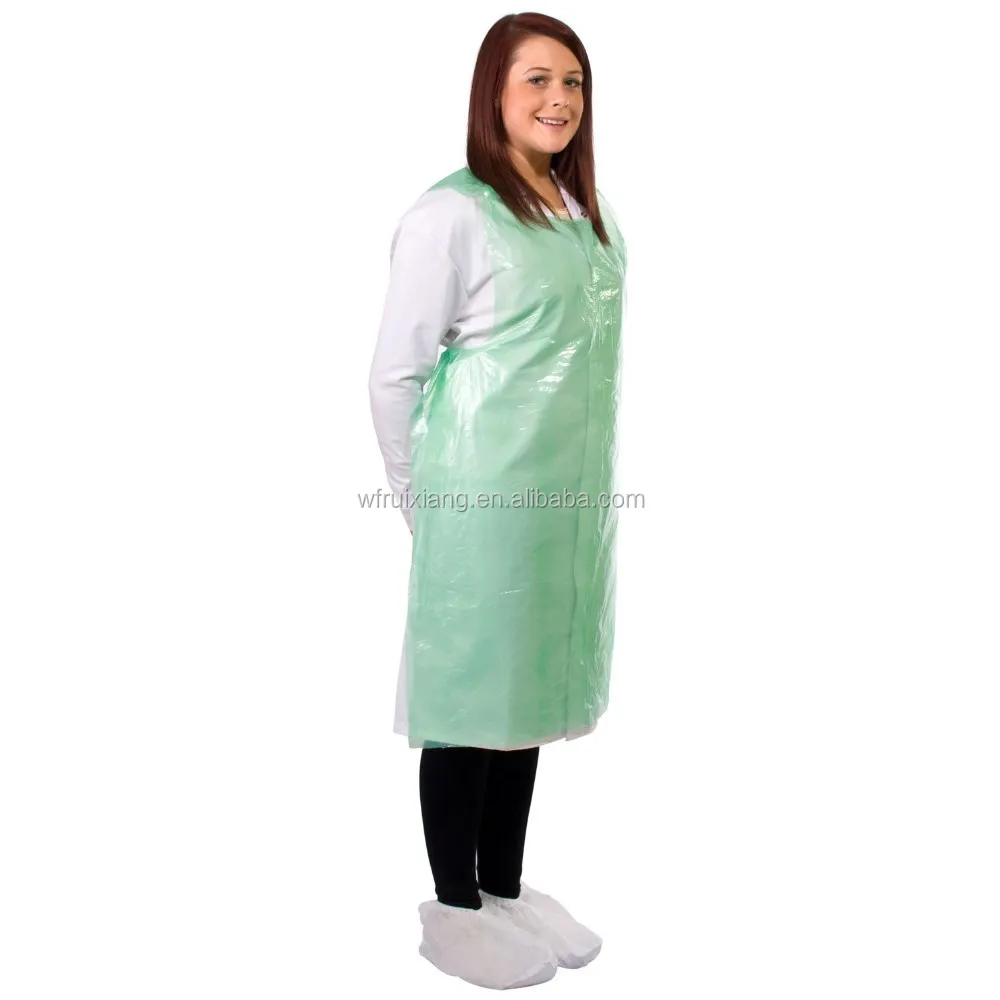 Wegwerp plastic transparante, witte, groene, blauw schort, op ...