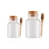 Free sample 100ml 200ml 300ml frosted clear bath salt bottle with wooden spoon in stock