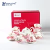 English Style Tea Ware Tea Set European Floral Red Tea Coffee Set