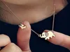 Free shipping 18k gold plated crystal elements 2 elephant family fashion jewelry necklace