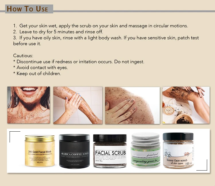 Customized logo 100% natural 24k gold face scrub organic facial scrub