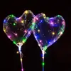 Valentine's Day Bubble Balloons Round Confetti Feather Led Light Bobo Balloons Flying balloon