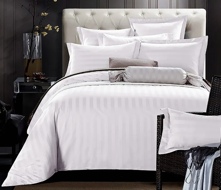 Hotel Bedding Flat Sheet+2 Pillow Case 1000TC AU King Size Striped Colors 