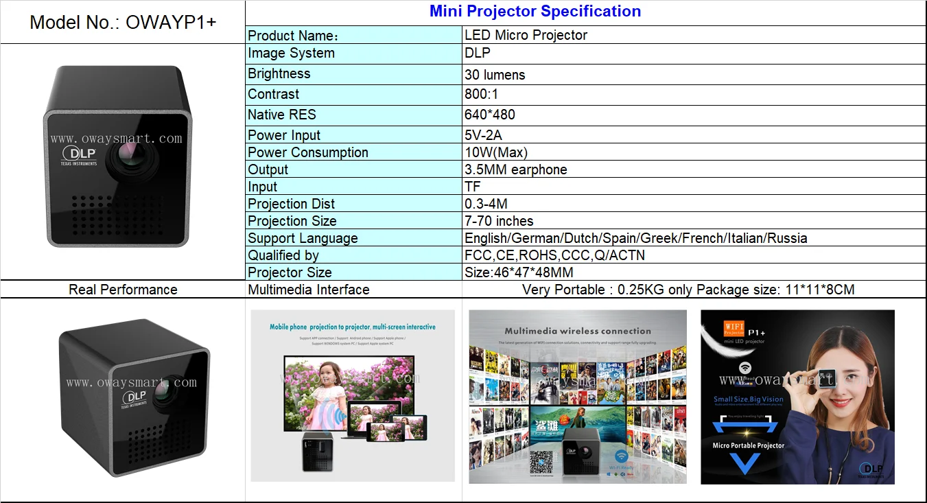 Portable Cheap Price Home Theater Projector Mini Led Micro Projector P1