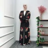 2019 new style floral print women kimono abaya robe muslim cardigan