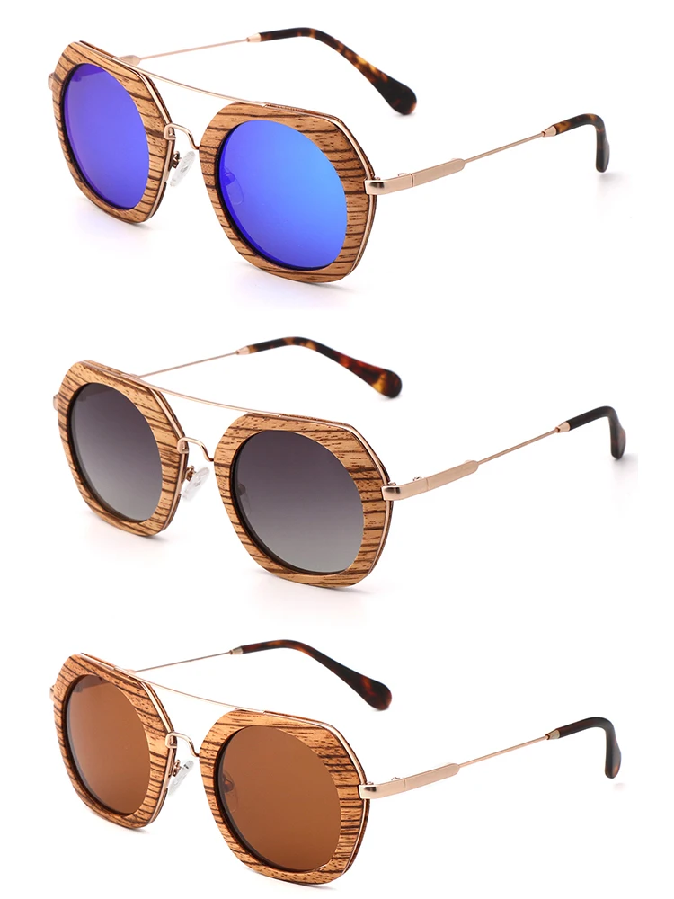 hexagon sunglasses wood sun glasses polarized