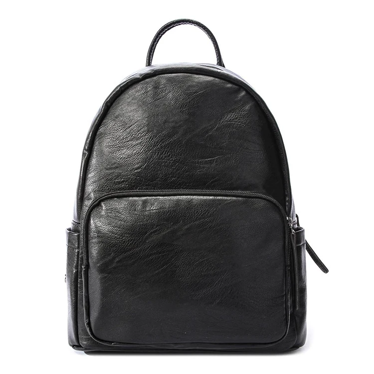 Custom Design Korea Style Black Pu Leather Backpacks - Buy Backpack ...