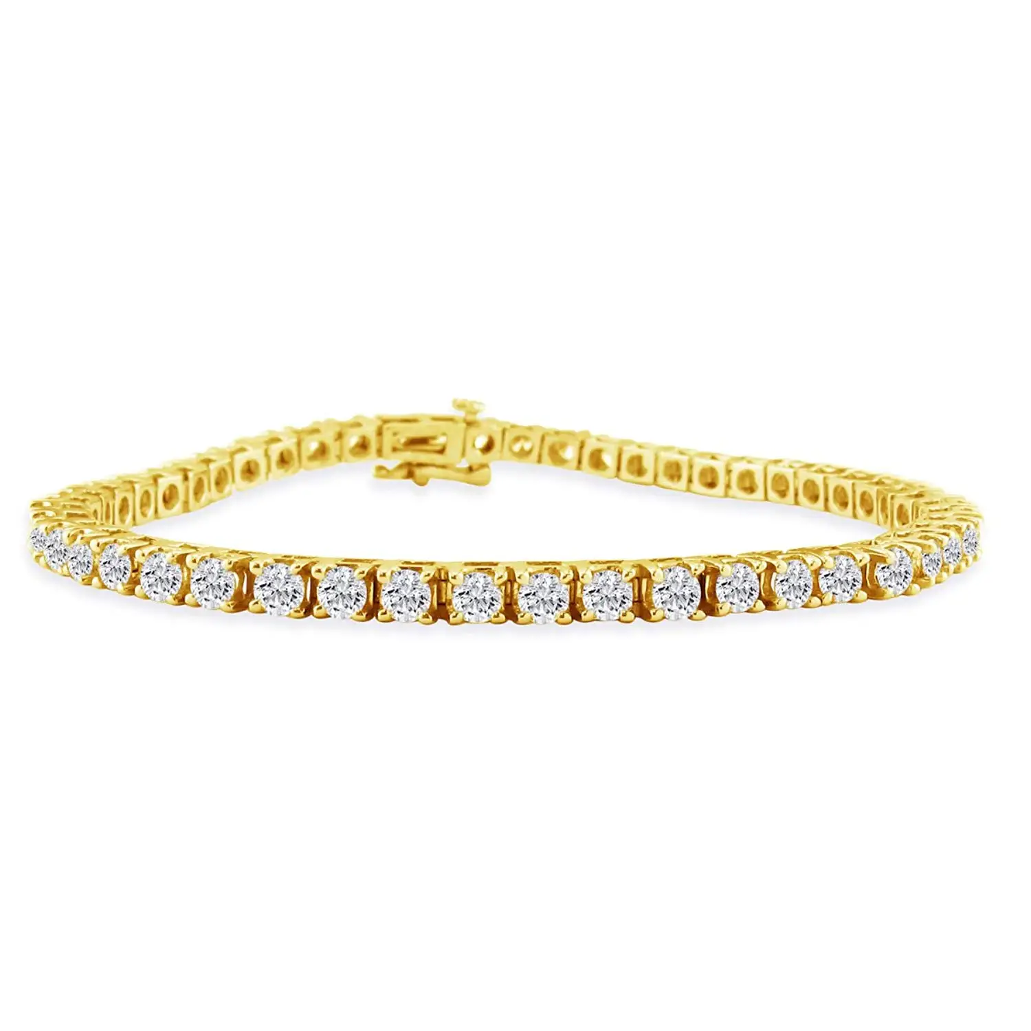 Carat Weight Varies By Size Available In 6-9 Inch Lengths AGS Certified 14 Karat White and Yellow Gold 9 Carat Diamond Tennis Bracelet