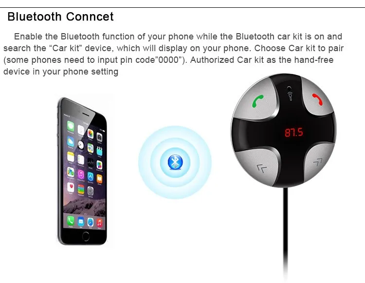 Magnetic Multi-function wireless Bluetooth car kit with car charger mp3 fm transmitter car holder Handsfree Calling