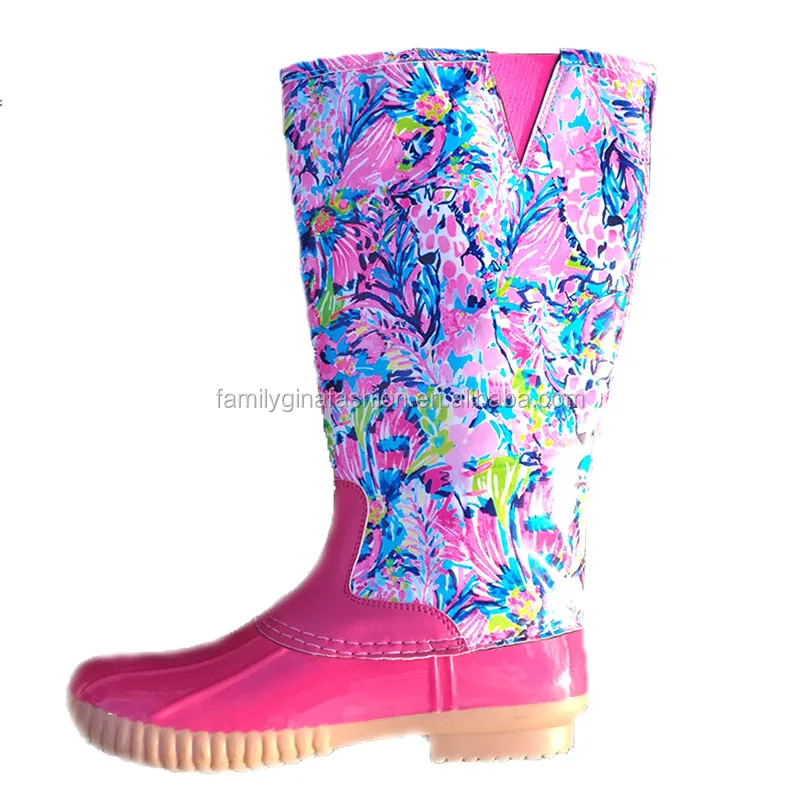 Solid Color Zippered Tall Duck Boots 