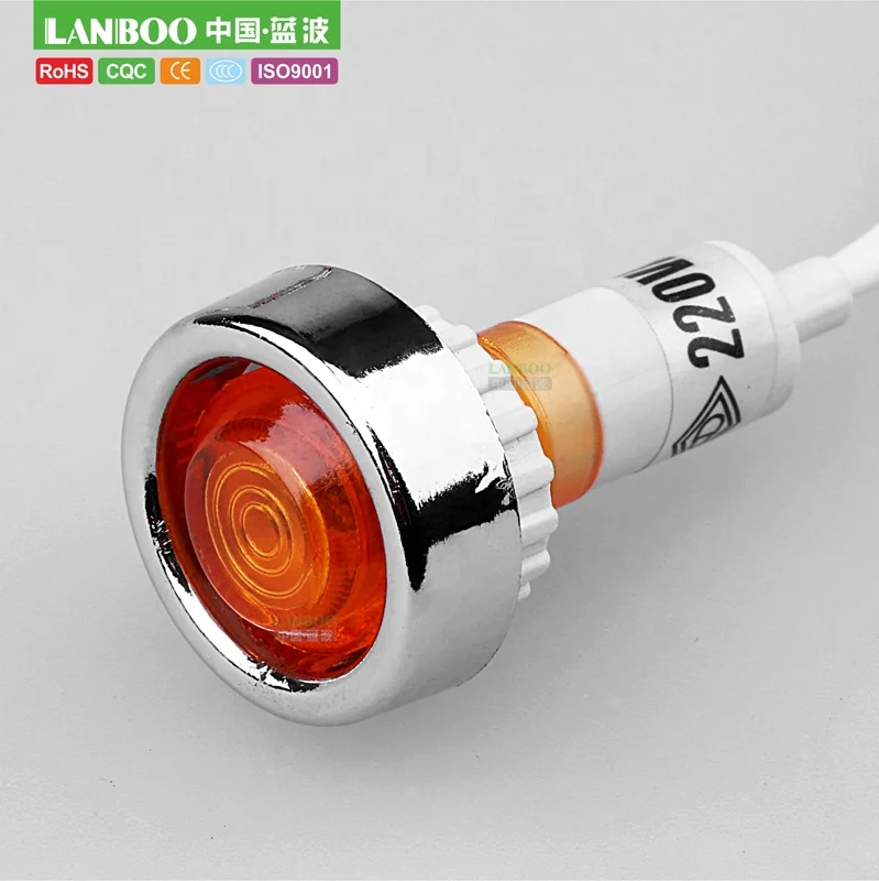 LANBOO  PL-108CB 10MM Plastic indicator light pilot lamp with wires red green yellow led