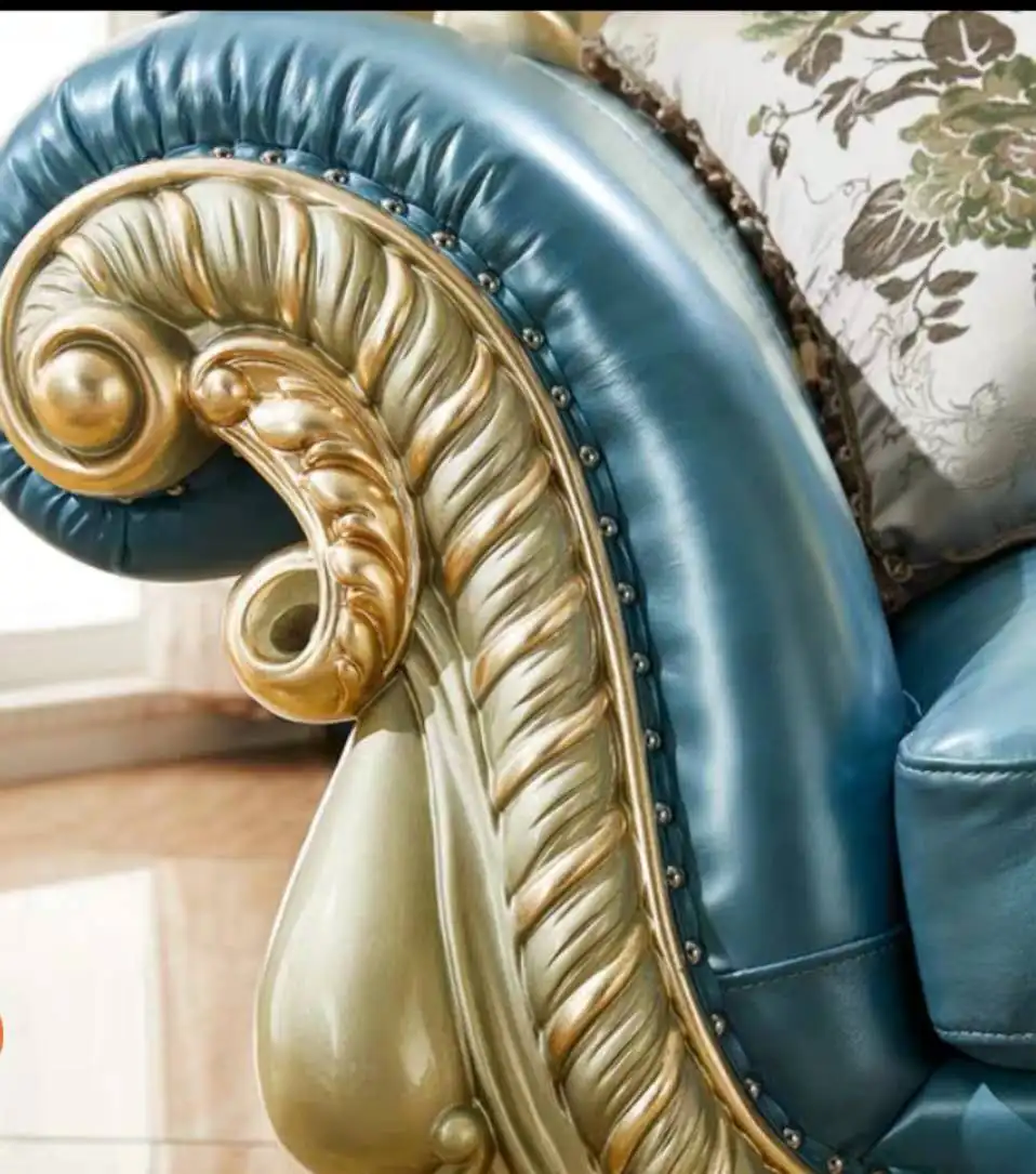 Hot sale home anitique furniture European classical wooden carved handmade livingroom furniture royal luxury sofa set