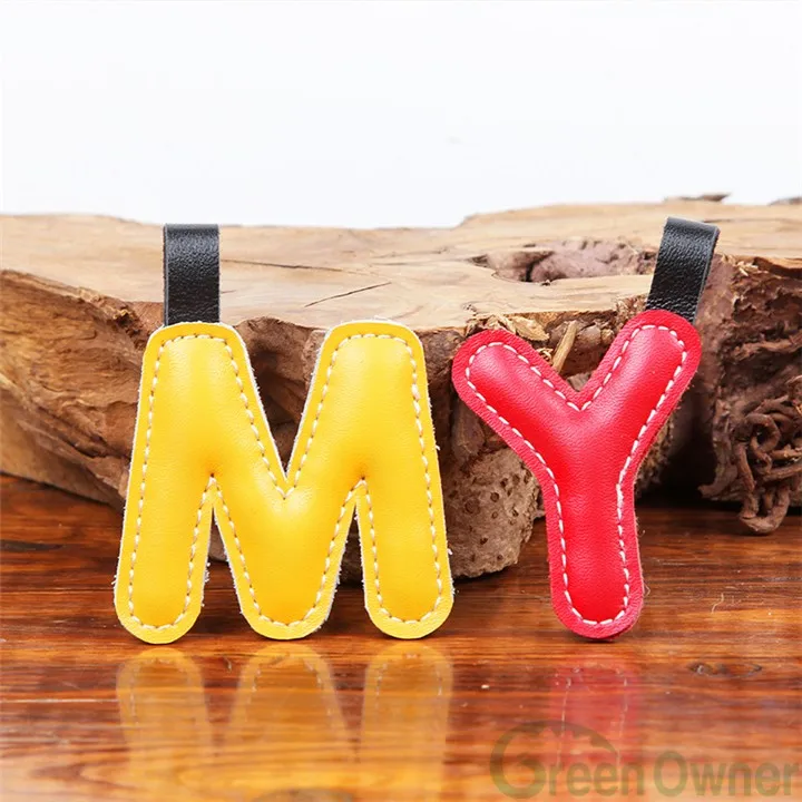 leather letter keyring
