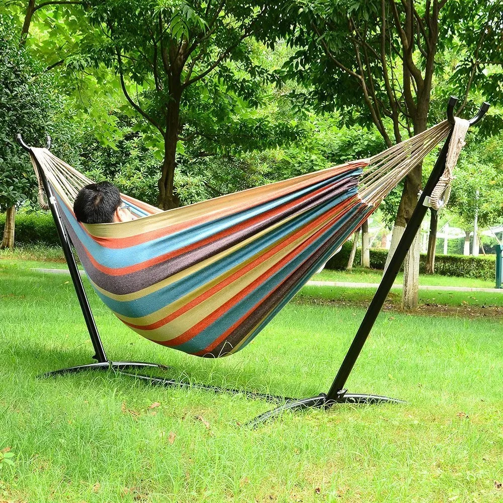 Folding Outdoor Hammock With Stand And Canopy Large Two Person Hammock ...