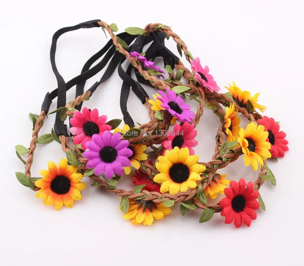 Bride Bohemian Sunflower Headband Festival Wedding Sun Flower Floral Garland Hair Band Hair Accessories Wholesale Zh14
