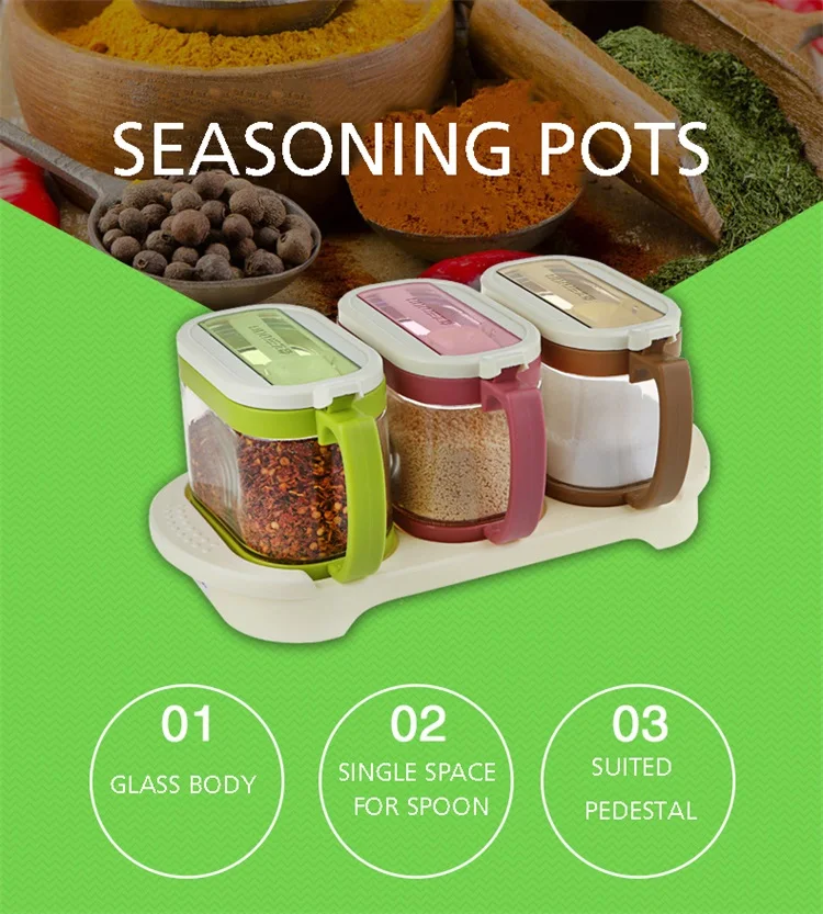 Kitchen Product Sugar Salt Containers With Handle Glass Condiment