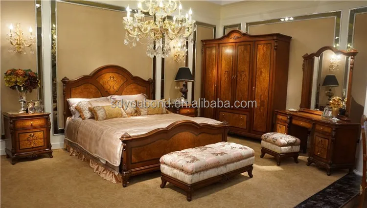 0051 europea muebles clásicos de madera tallada cama king size ...