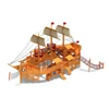 Customized Kindergarten Outdoor Real Wood Ship Style Playground Equipment Wooden Outdoor Playground Slide For Kids