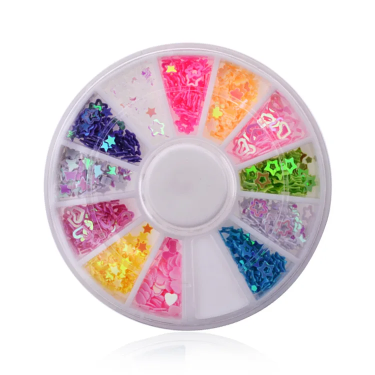 Hearts Stars 12 colors DIY ongles decoracion de unas nail glitter decorazioni unghie 3d nail art