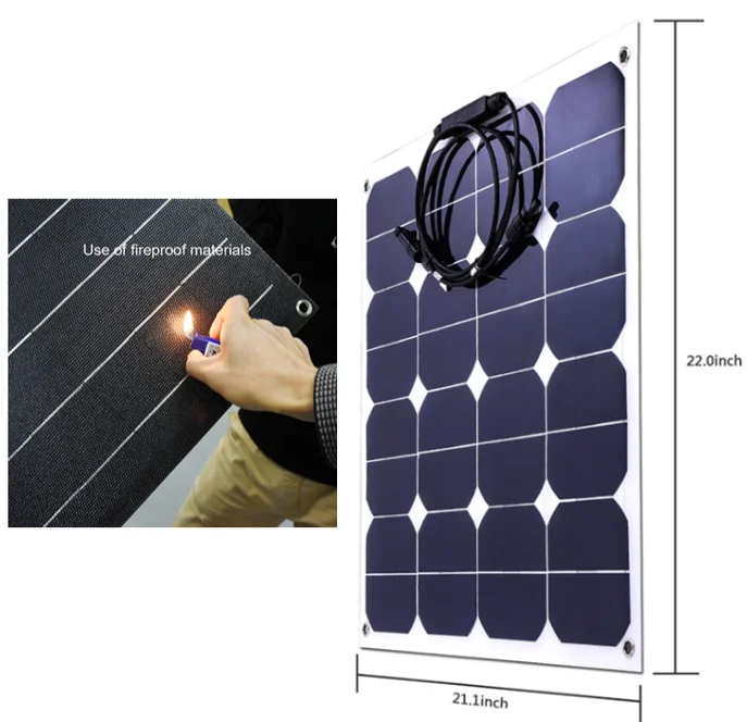 Walkable 50 watt semi flexible solar panel 50w flexi solar panels