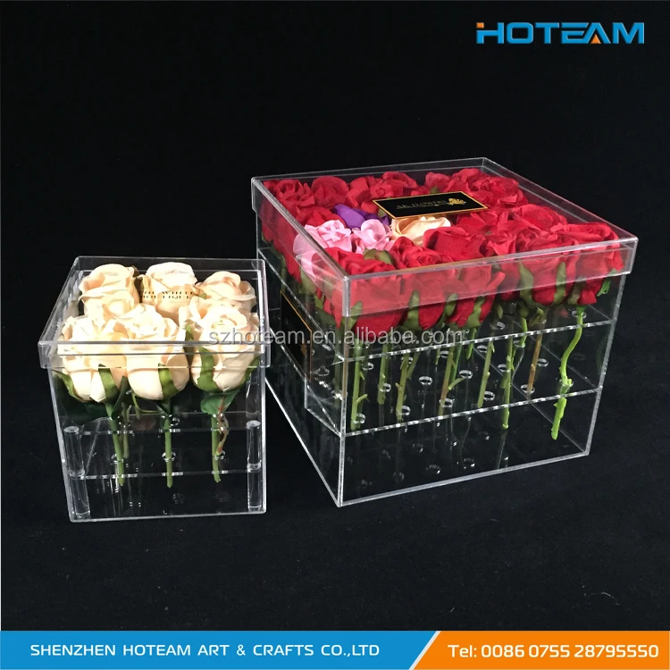 Transparent acrylic flower display box