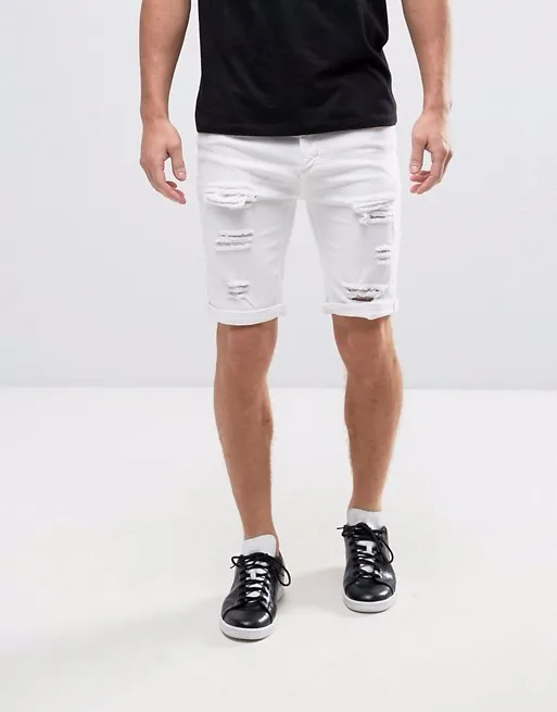 white distressed jean shorts mens