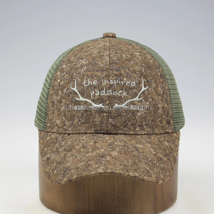 High Quality Embroidery Mesh Back Custom Curved Brim Cork Trucker Hat
