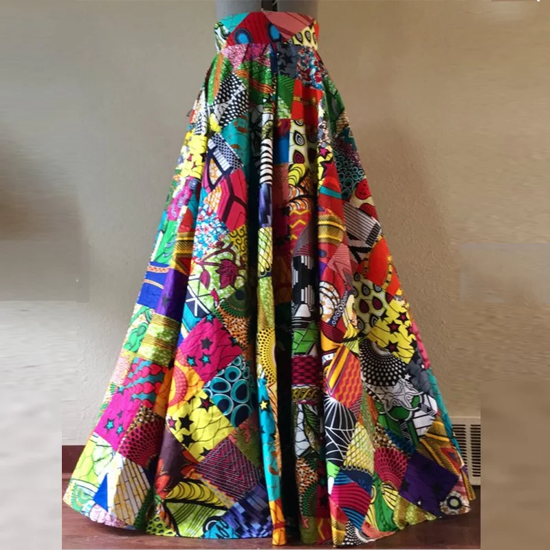 NS05-8 Sirra Womens Patchwork Maxi Long Skirt 