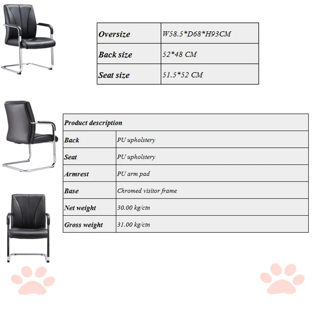 Conference Chairs Specifications/low Back Pu Visitor Chair Waiting Room