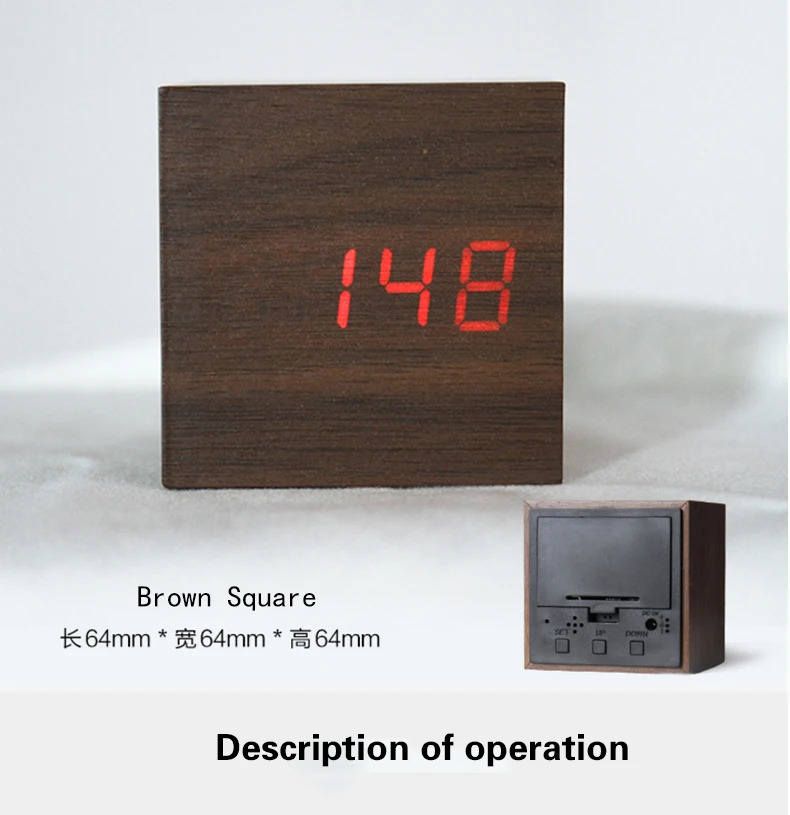 Voice Command Usb Charge Led Wooden Alarm Clock With Temperature - Buy ...