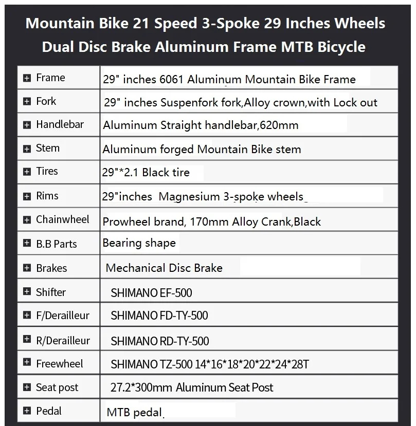 Flash Deal EUROBIKE Mountain Bike 21 Speed 3-Spoke 29 Inches Wheels Dual Disc Brake Aluminum Frame MTB Bicycle 1