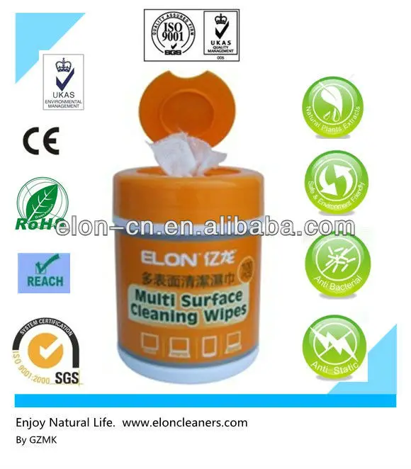 Natural anti-static screen cleaning wet tissue packed in canister with OEM package