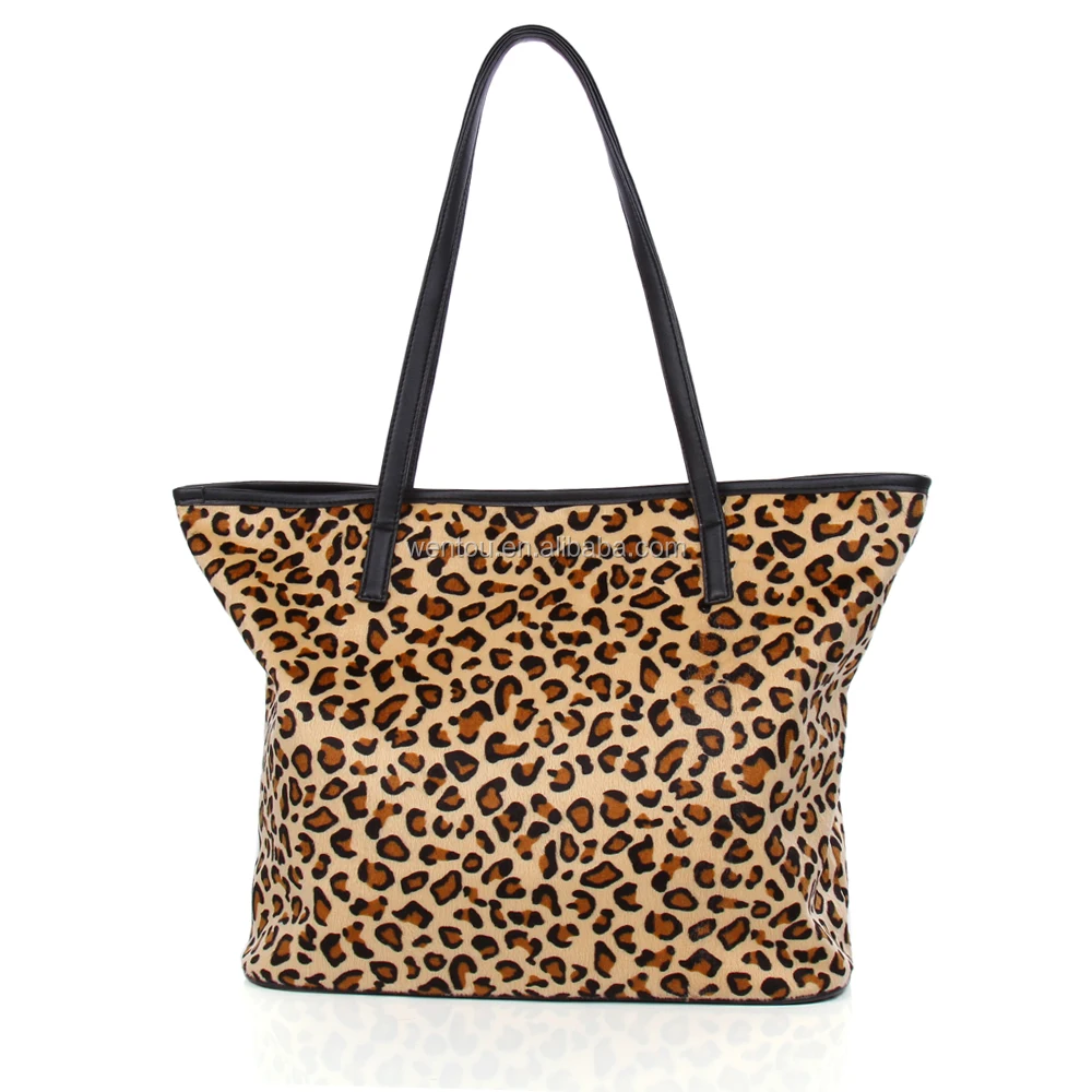 leopard monogram tote