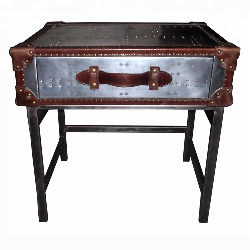 Vintage Iron Base Metal Aluminum Cover Side Table Buy Metal Side