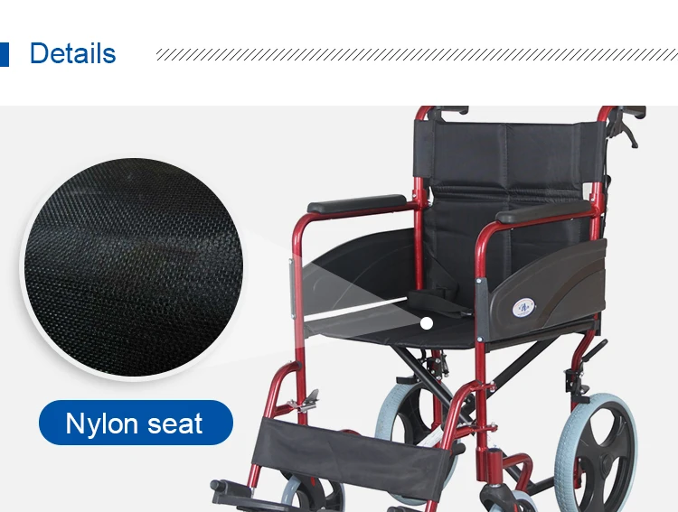 Kaiyang Fixed Pu Armrest Aluminum Wheelchair Red Liquid Coating Economy Aluminum Manual
