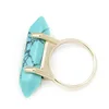 2016Wholesale Imitation Natural Stone Crystal Resin Gem Ring Hexagonal Columns Ring New Fashion Summer Style Jewelry